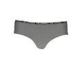 Karl lagerfeld black and white striped polyamide women’s swim briefs with branded waistband shown from the back
