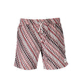 Maillot de bain boxer homme karl lagerfeld en polyester noir motif géométrique rouge blanc et noir avec taille à cordon