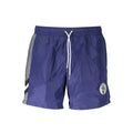 Navy bleu boxer de bain homme karl lagerfeld en polyester avec cordon blanc et panneau latéral rayé
