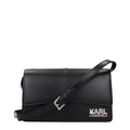 Sac à bandoulière noir en polyéthylène de Karl Lagerfeld, avec logo de la marque visible sur le devant.