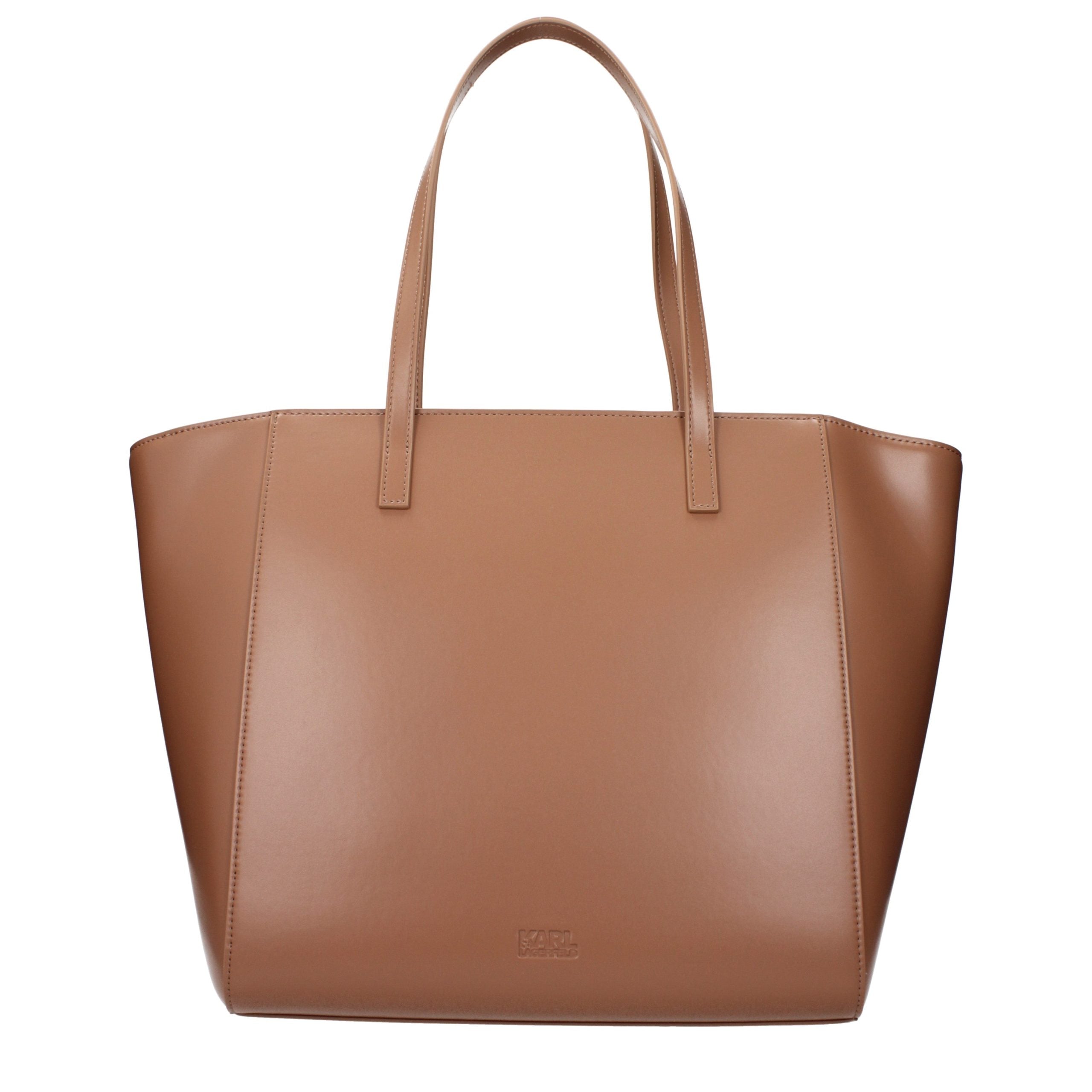 Sac à épaules en polyéthylène marron de Karl Lagerfeld, élégant et moderne, visible avec sa texture et ses détails.
