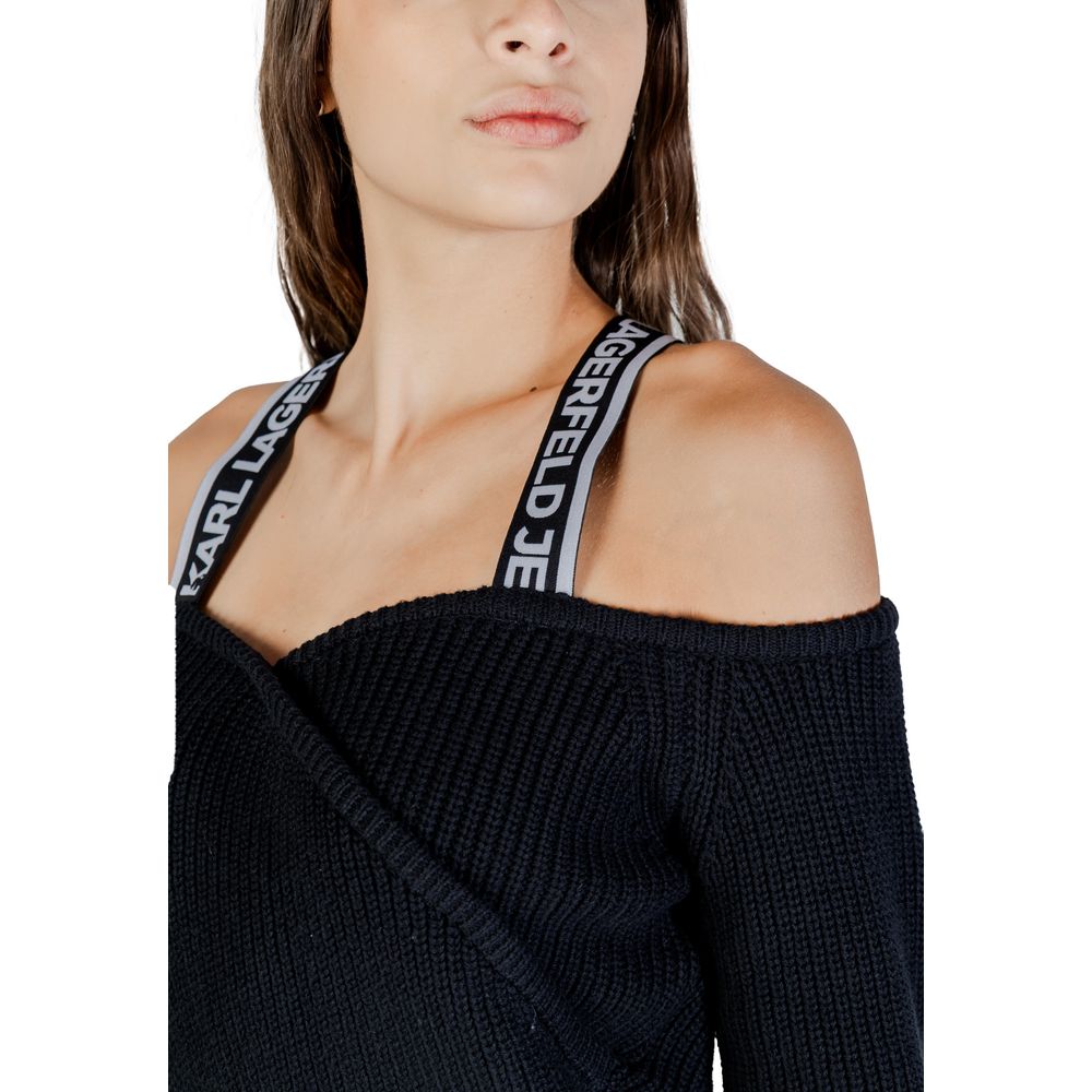 Sweatshirt en coton noir de Karl Lagerfeld, coupe décontractée, avec logo distinctif sur la poitrine, pour un style élégant et casual.