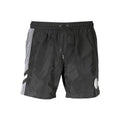 Shorts de bain noirs en polyester pour homme karl lagerfeld avec panneau latéral à rayures blanches et patch argenté