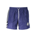 Boxers de bain pour homme Karl Lagerfeld en polyester bleu, avec motif élégant et ceinture élastique.