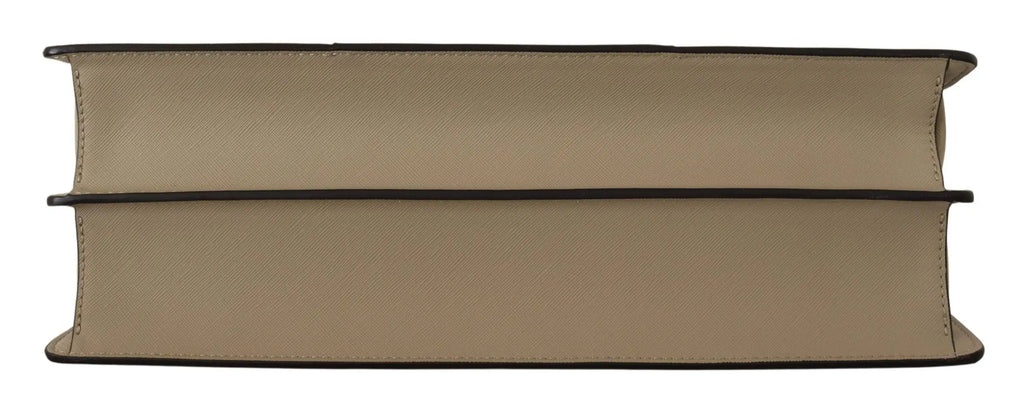 Sac à main en toile beige texturée avec garniture en cuir marron foncé de karl lagerfeld sage green tote