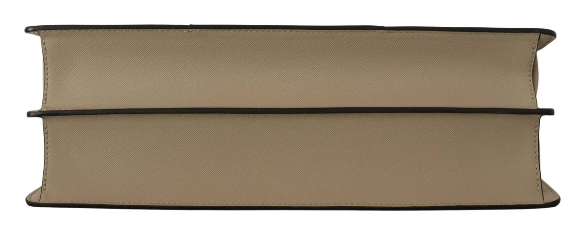 Sac à main en toile beige texturée avec garniture en cuir marron foncé de karl lagerfeld sage green tote