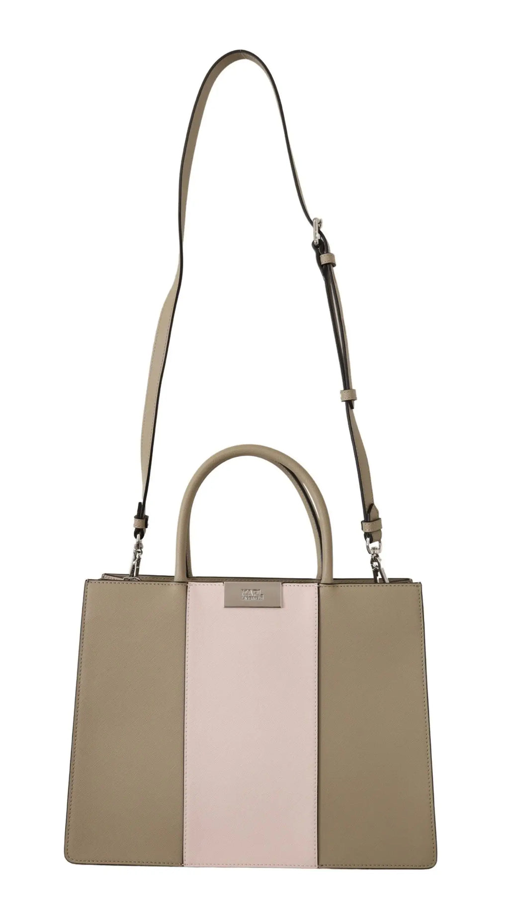 Beige et rose pâle sac fourre-tout en cuir avec poignées supérieures et bandoulière ajustable karl lagerfeld sage green polyuréthane