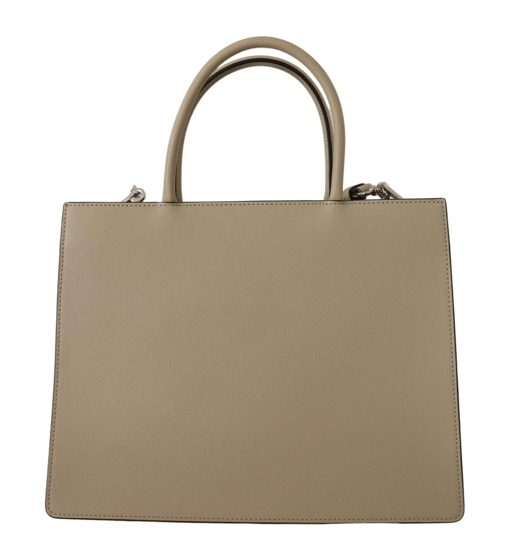 Beige sac cabas en cuir avec poignées arrondies et ferrures argentées karl lagerfeld sage green tote en polyuréthane