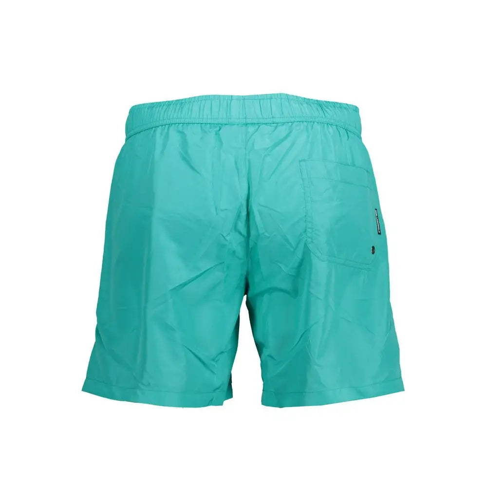Maillot de bain boxer homme karl lagerfeld vert en polyester avec taille élastique et étiquette noire sur la poche
