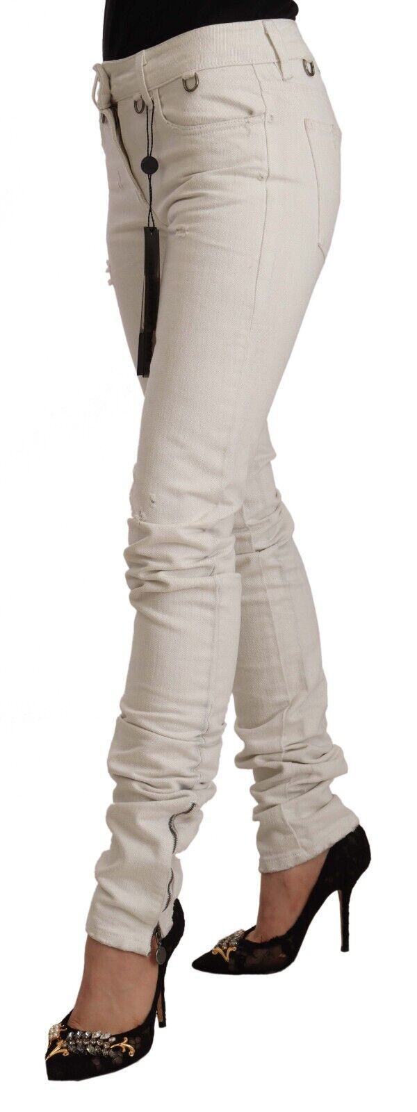 Jeans slim en coton blanc à taille moyenne de Karl Lagerfeld, style décontracté et ajusté.