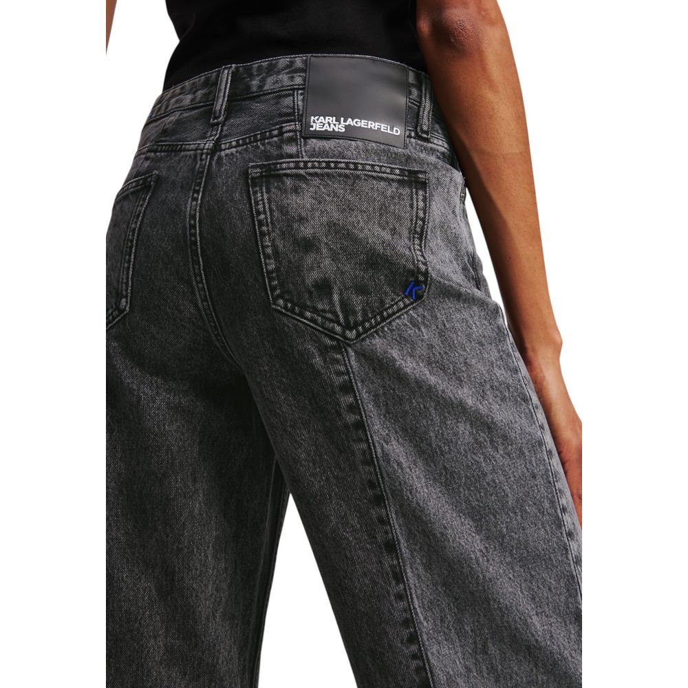 Jeans décontractés en coton noir de la marque Karl Lagerfeld, coupe relaxée, visibles avec détails de couture et fermeture éclair