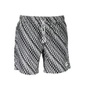 Maillot de bain boxer homme en polyester blanc karl lagerfeld avec motif géométrique noir et blanc répété