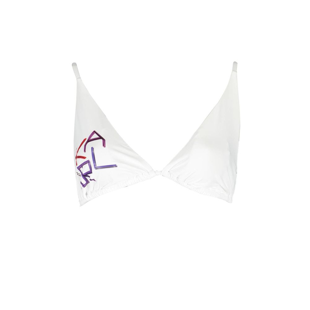 Maillot de bain blanc en polyamide pour femmes de Karl Lagerfeld, design élégant et ajusté, vue de face.