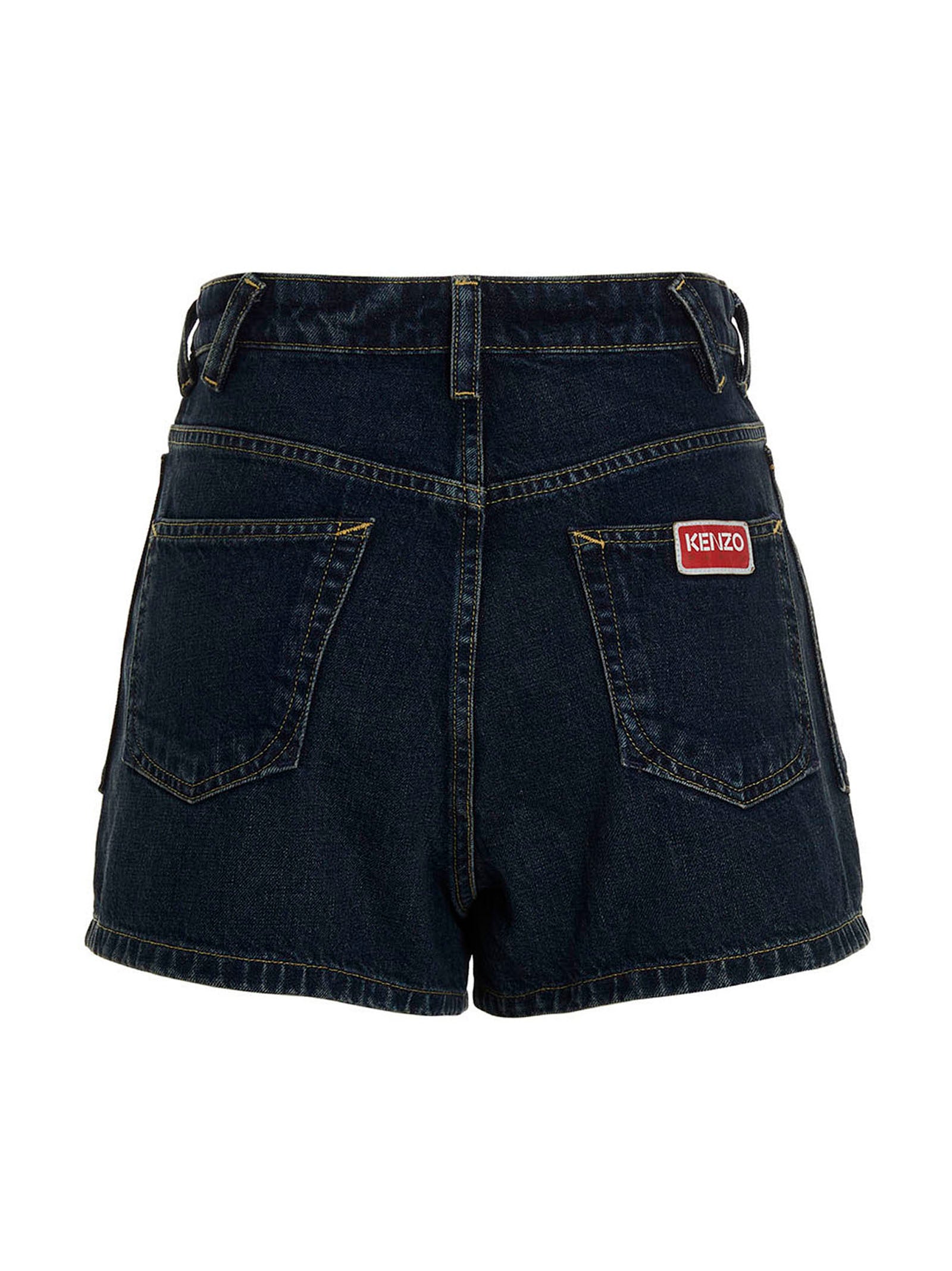 Shorts bermuda en coton bleu de la marque Kenzo, avec coupe décontractée et logo discret, parfaits pour un style estival.