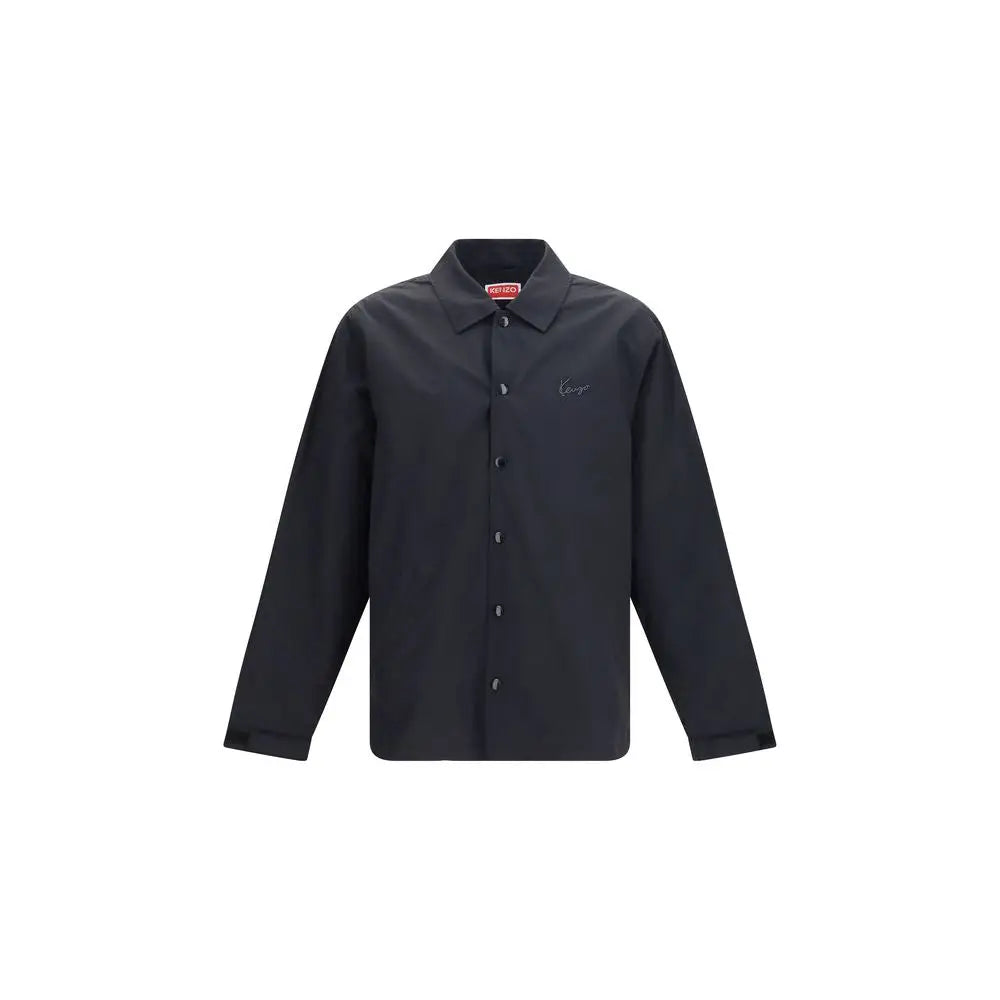 Veste coach en coton noire kenzo avec logo brodé subtil sur la poitrine