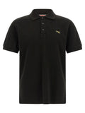 Polo Kenzo noir en coton avec logo tigre brodé sur la poitrine à gauche