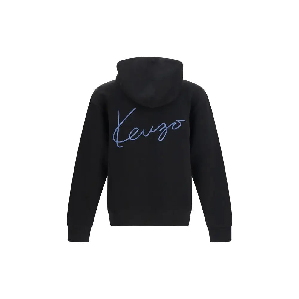 Sweatshirt kenzo noir en coton avec logo brodé bleu clair discret sur le dos