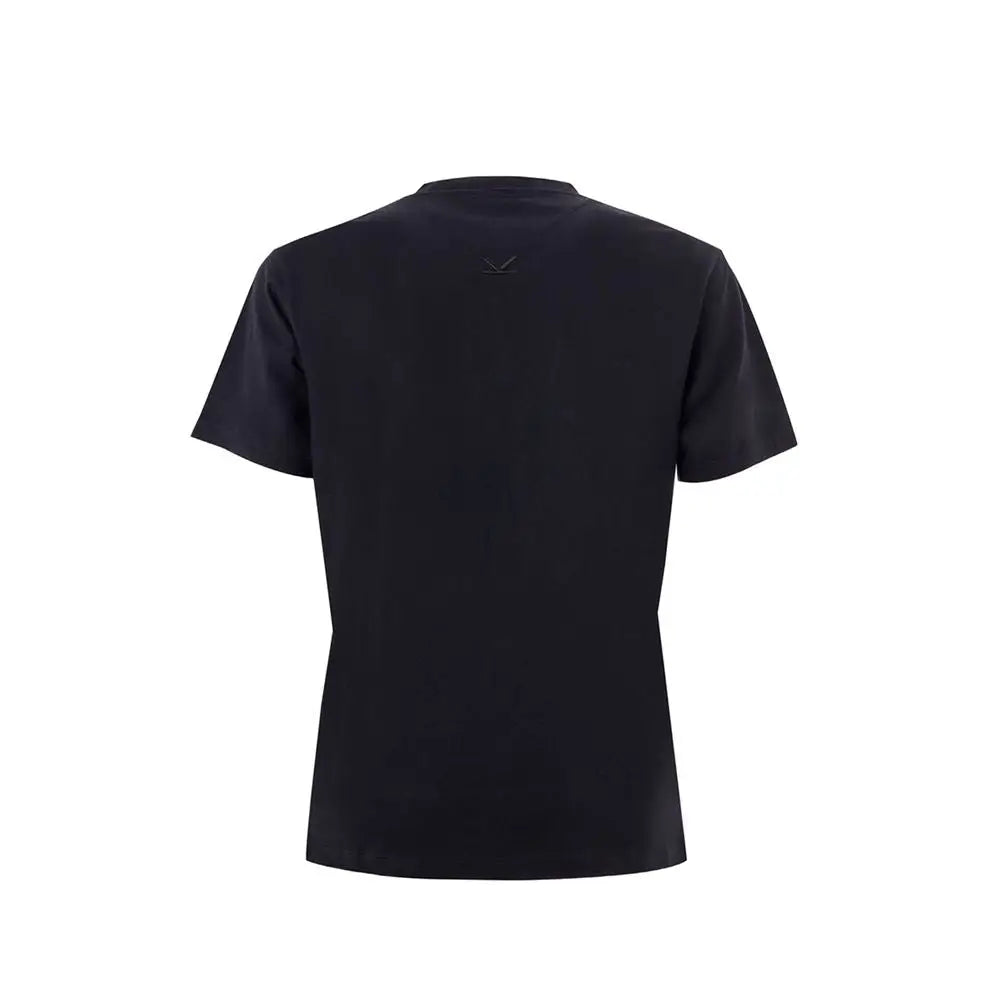 T-shirt kenzo noir en coton avec manches courtes et logo v subtil au col, vue avant