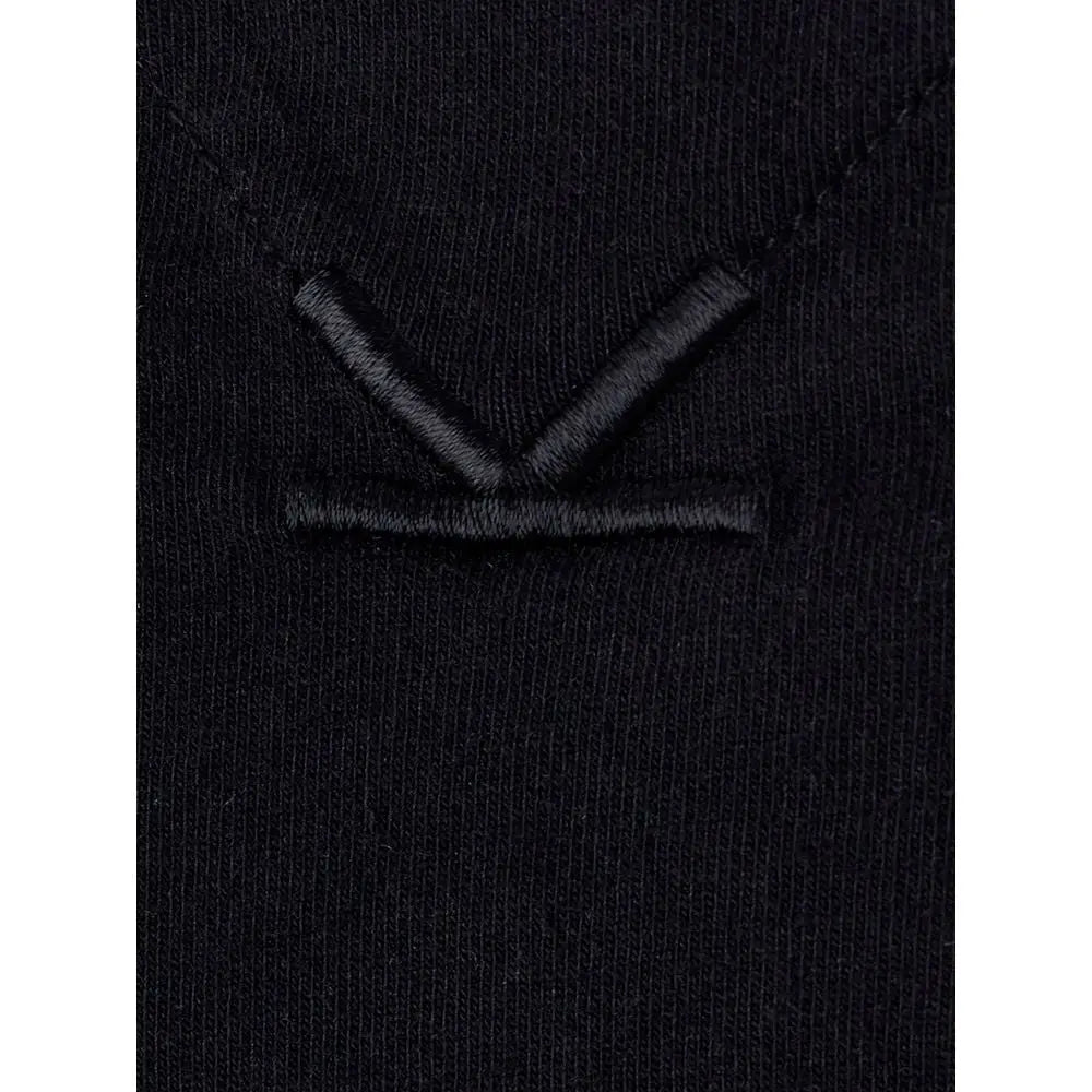 Kenzo t-shirt en coton noir avec tissu en maille et logo brodé en v subtil