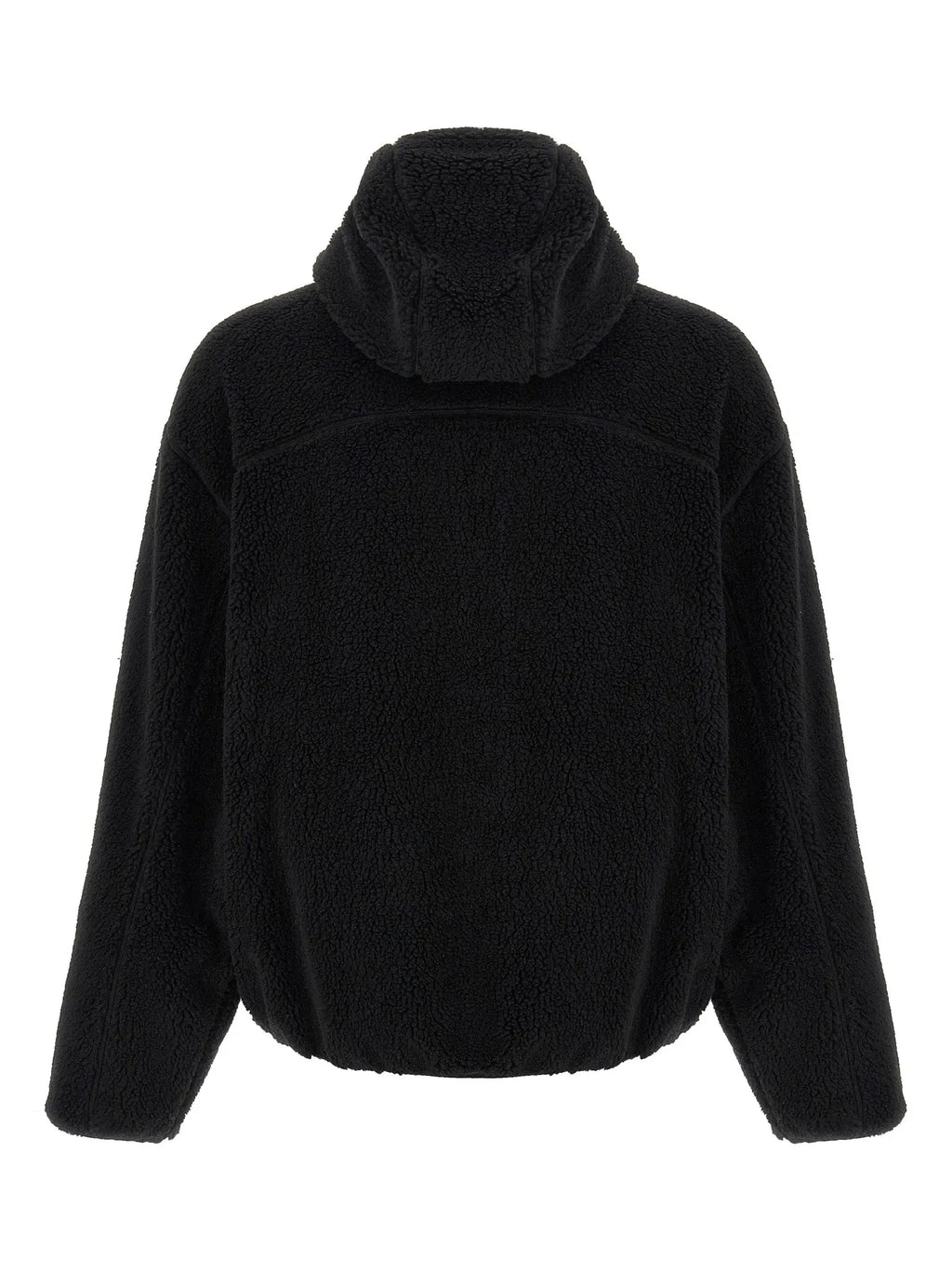 Veste noire kenzo en polyester avec capuche doublée et extérieur en shearling pelucheux texturé