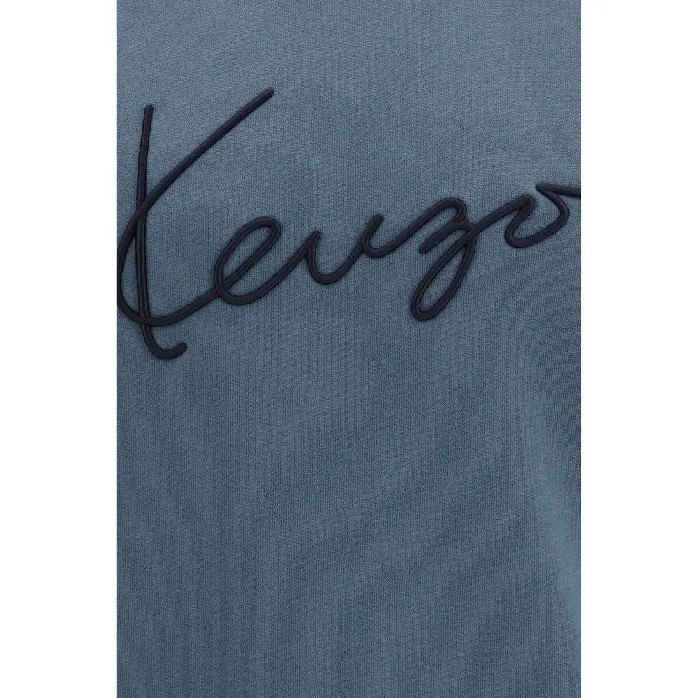 Sweatshirt kenzo bleu en coton avec logo brodé noir sur le devant