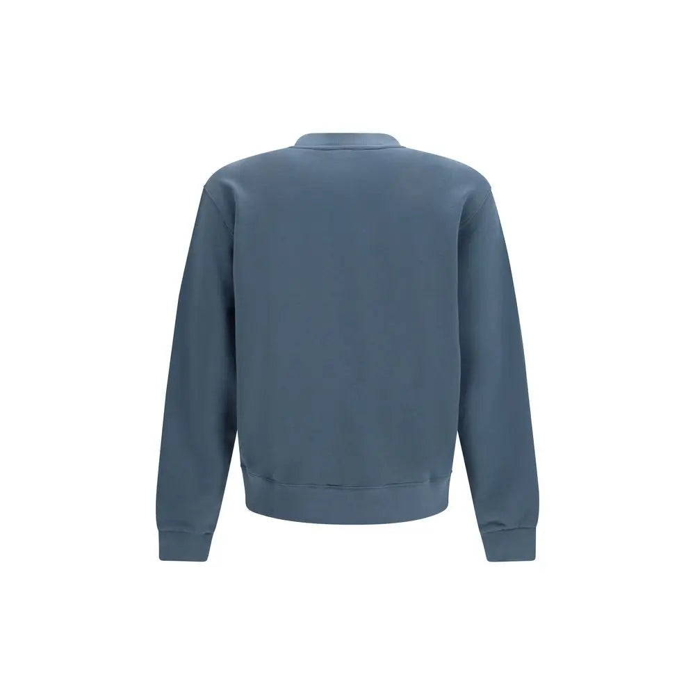 Sweatshirt kenzo bleu en coton avec col rond, poignets et ourlet côtelés, couleur ardoise unie