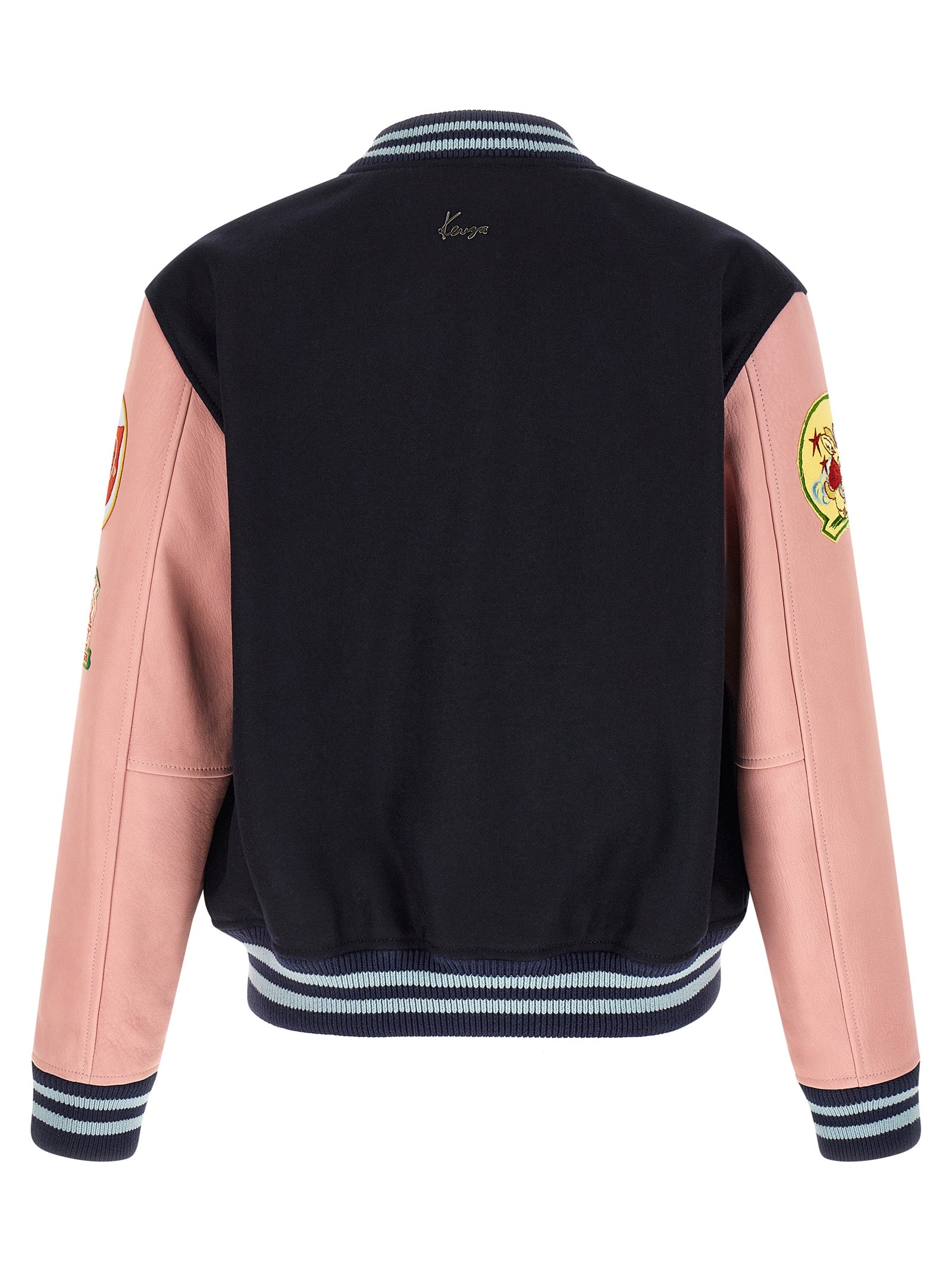 Veste en laine multicolore de type bomber de la marque Kenzo, avec détails colorés et coupe moderne.