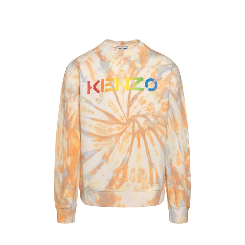 Sweat-shirt en coton orange de la marque Kenzo, coupe décontractée, avec logo Kenzo visible sur la poitrine.