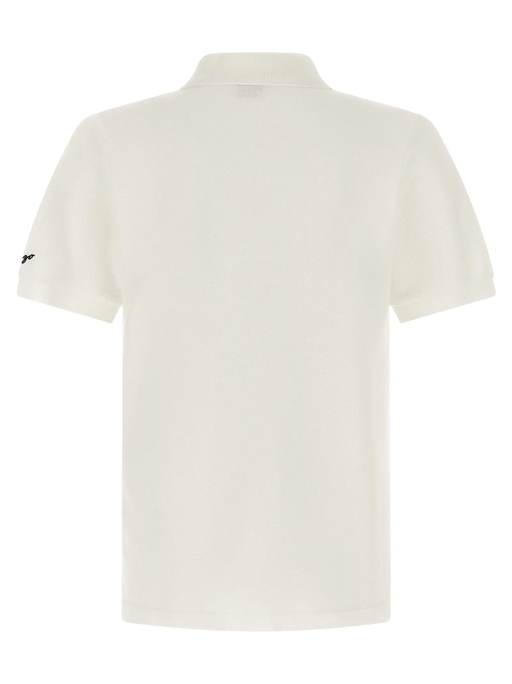 Polo en coton blanc kenzo avec manches courtes, col côtelé discret et petit logo noir sur la manche gauche