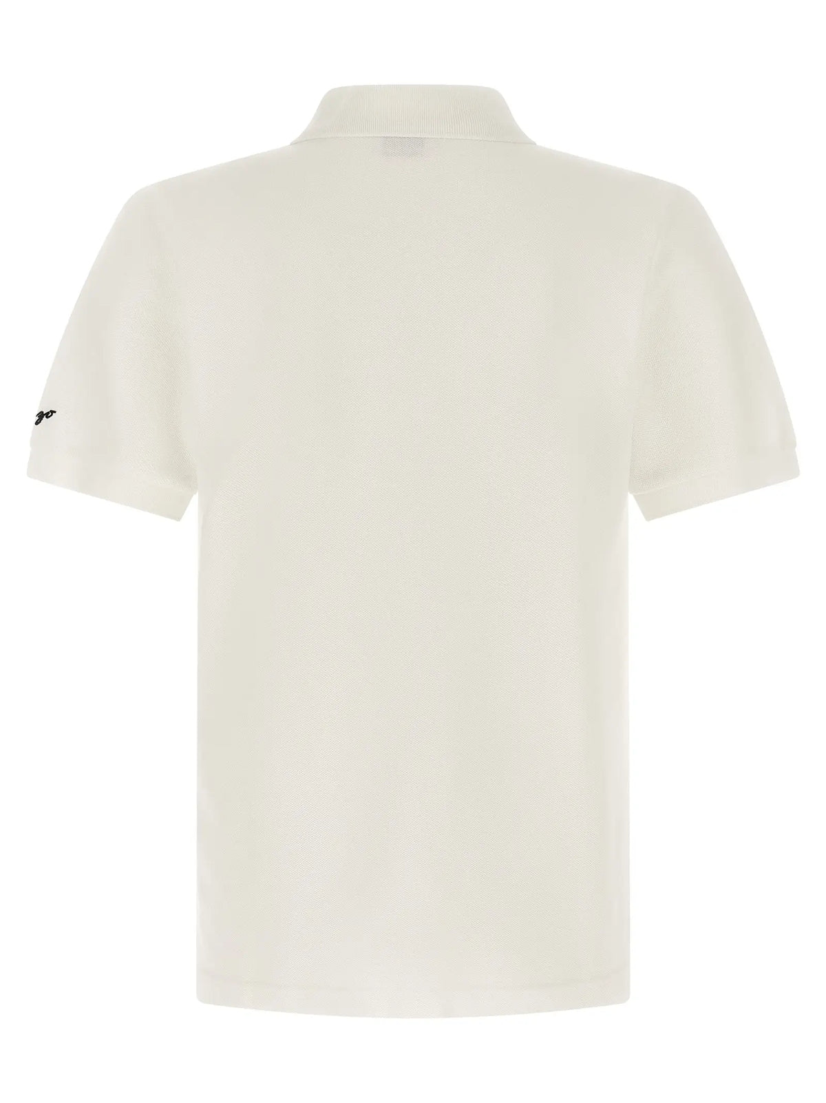 Polo en coton blanc kenzo avec manches courtes, col côtelé discret et petit logo noir sur la manche gauche