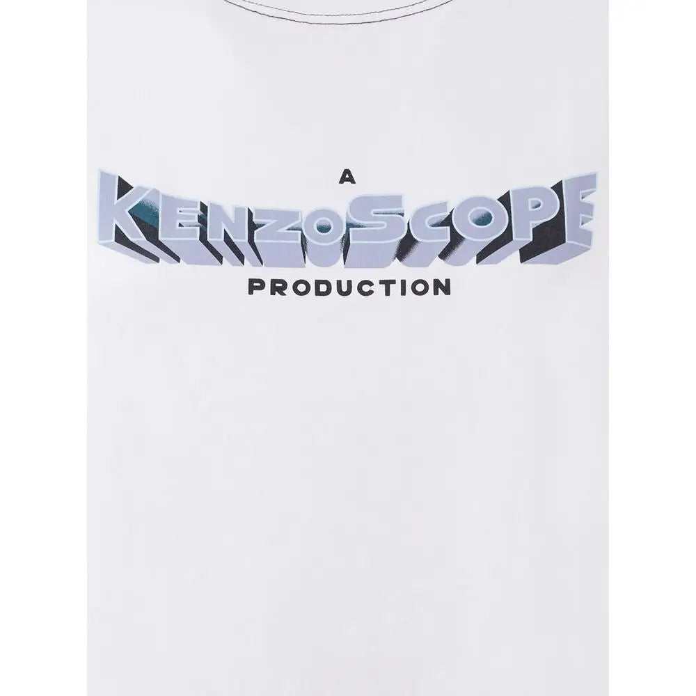 T-shirt kenzo blanc en coton avec un graphisme audacieux en relief metallic argent et noir