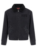 Veste en denim noir en coton de la marque Kenzo, avec coupe classique et détails modernes visible sur cette image.