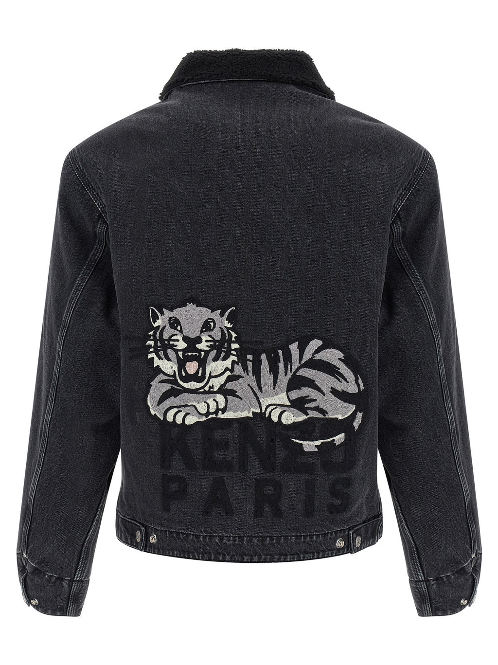 Veste en jean noire en coton de la marque Kenzo, coupe classique avec détails de style décontracté.