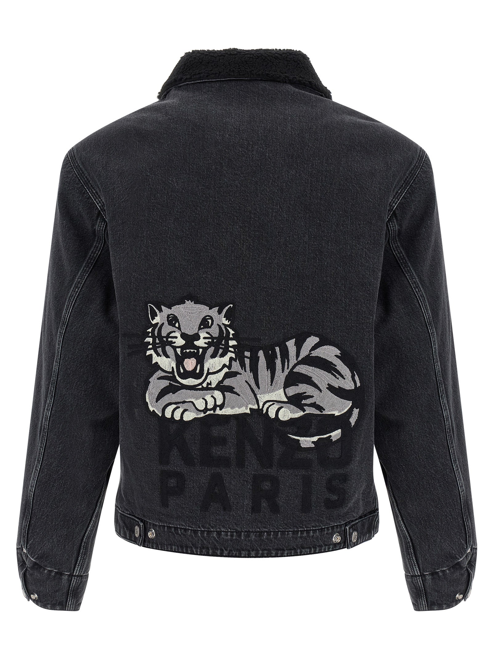 Veste en jean noire en coton de la marque Kenzo, coupe classique avec détails de style décontracté.