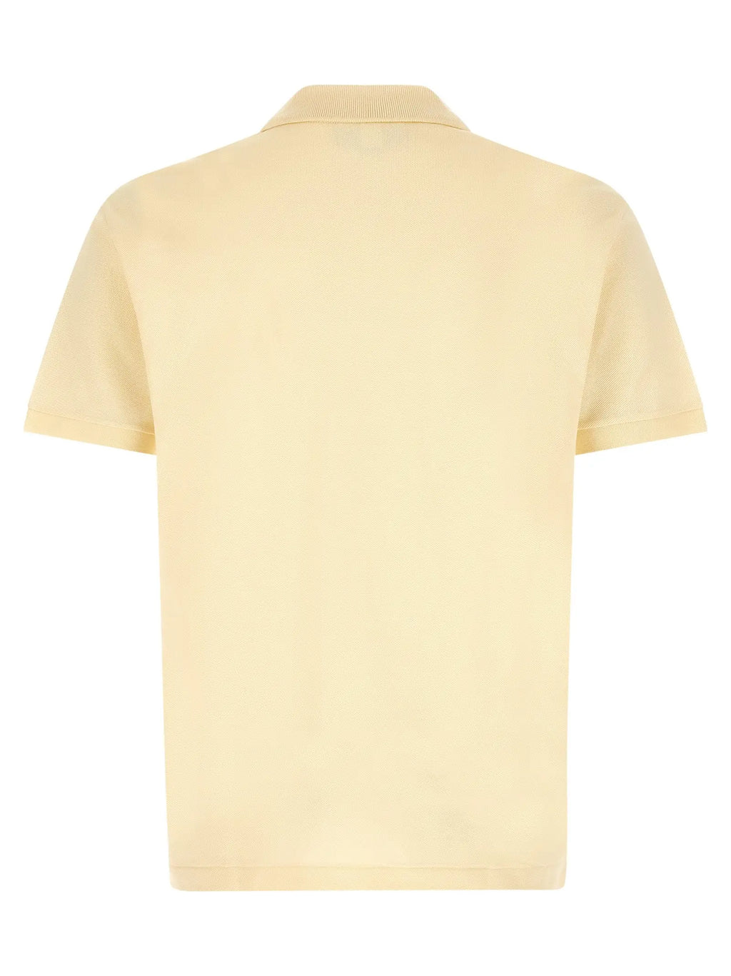 Polo lacoste bicolor en coton jaune pâle à manches courtes avec col côtelé et coutures soignées