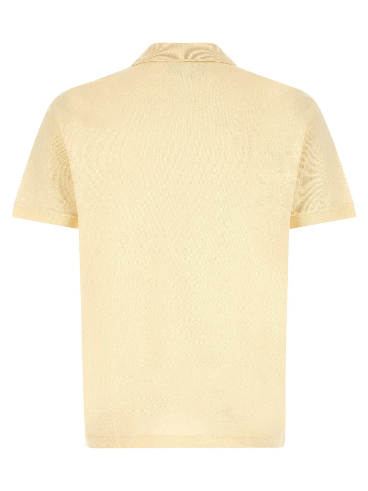 Polo lacoste bicolor en coton jaune pâle à manches courtes avec col côtelé et coutures soignées