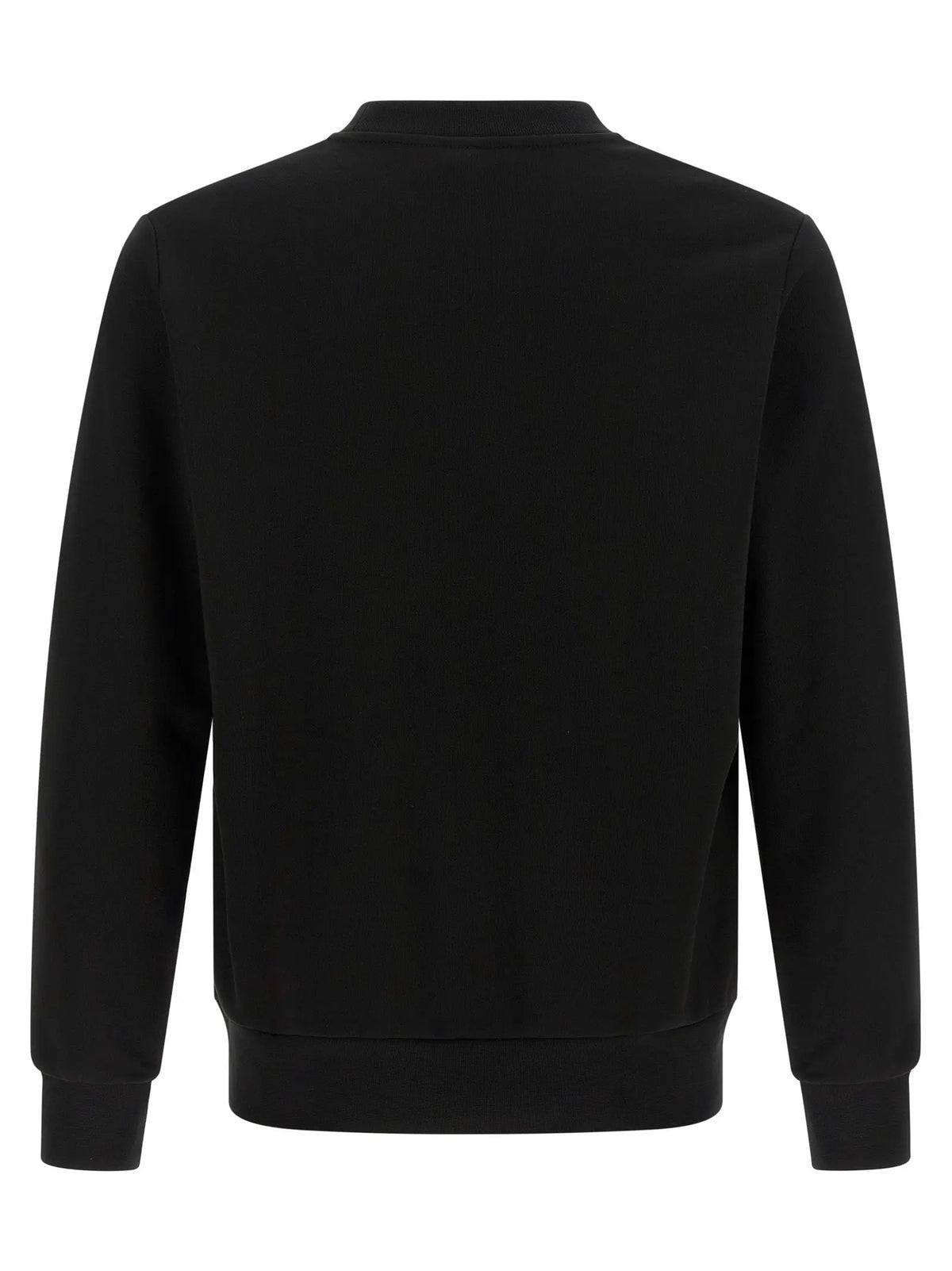 Sweatshirt lacoste noir en coton avec col rond et poignets côtelés pour un style décontracté