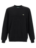 Sweatshirt lacoste noir en coton avec logo crocodile vert sur la poitrine côté gauche