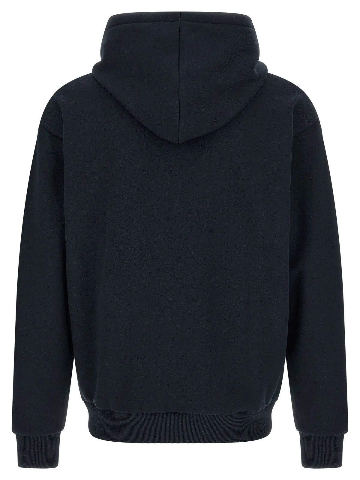 Sweatshirt lacoste bleu en coton avec capuche noire et poignets et ourlet côtelés