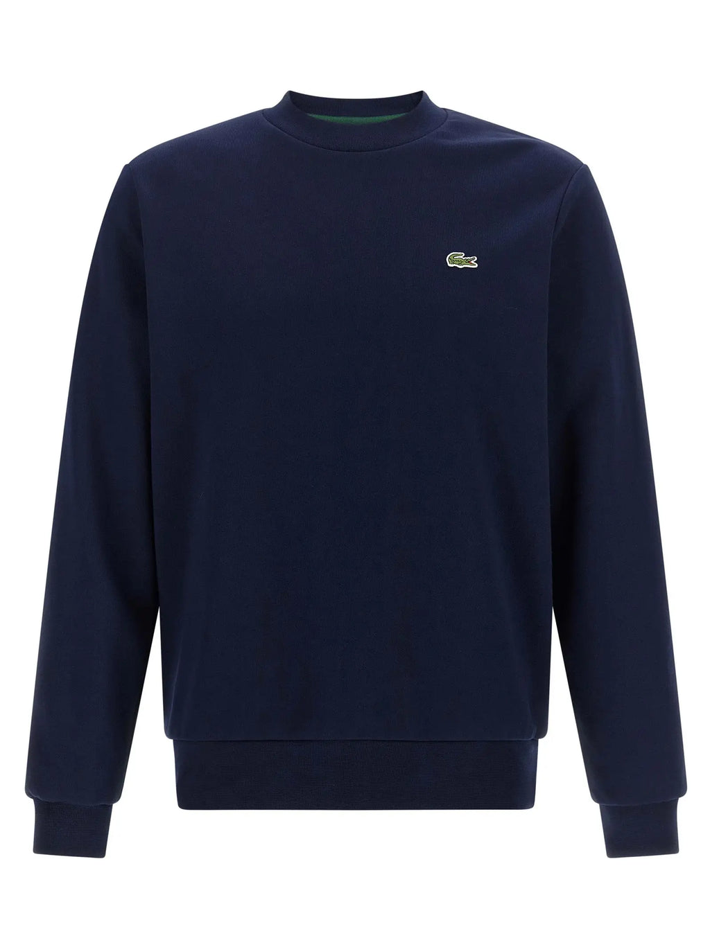 Sweatshirt lacoste bleu en coton marine avec petit logo crocodile vert brodé sur la poitrine gauche