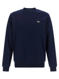 Sweatshirt lacoste bleu en coton marine avec petit logo crocodile vert brodé sur la poitrine gauche