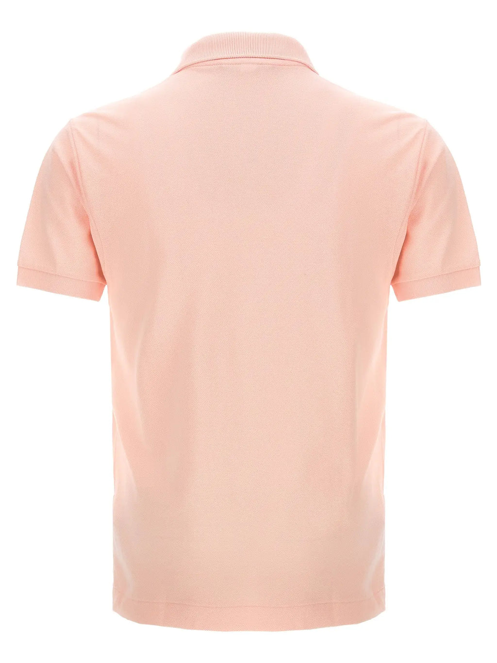 Polo lacoste multicolore en coton rose doux avec col côtelé et manches courtes en tissu tricoté texturé