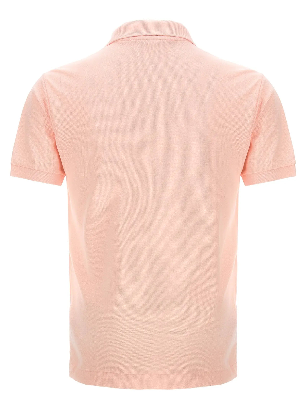 Polo lacoste multicolore en coton rose doux avec col côtelé et manches courtes en tissu tricoté texturé