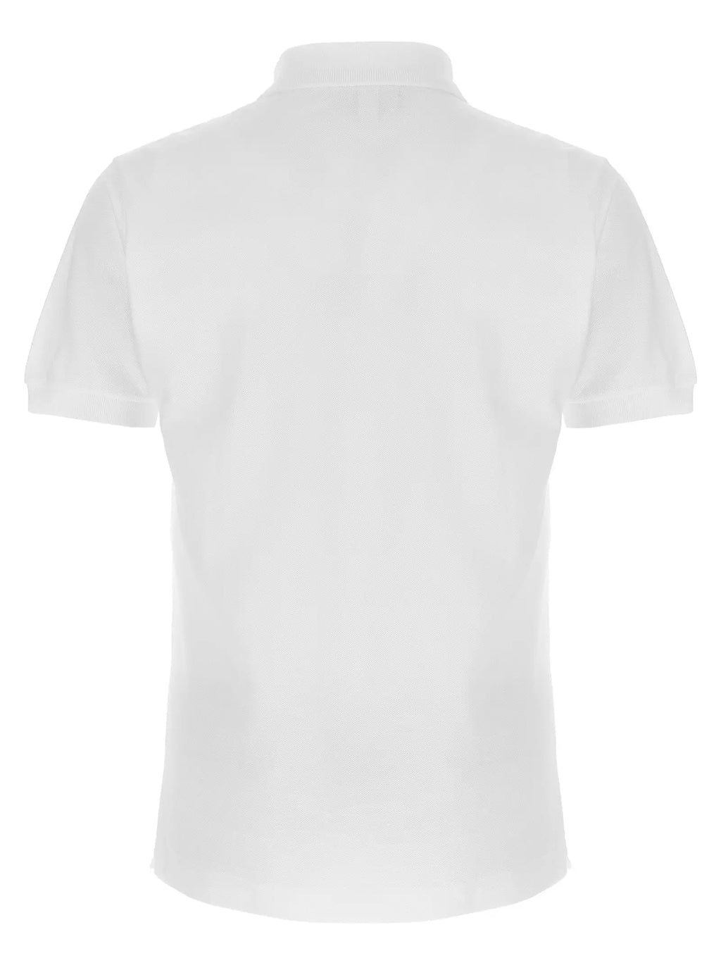 Polo lacoste blanc en coton avec col classique et manches courtes côtelées pour un style élégant
