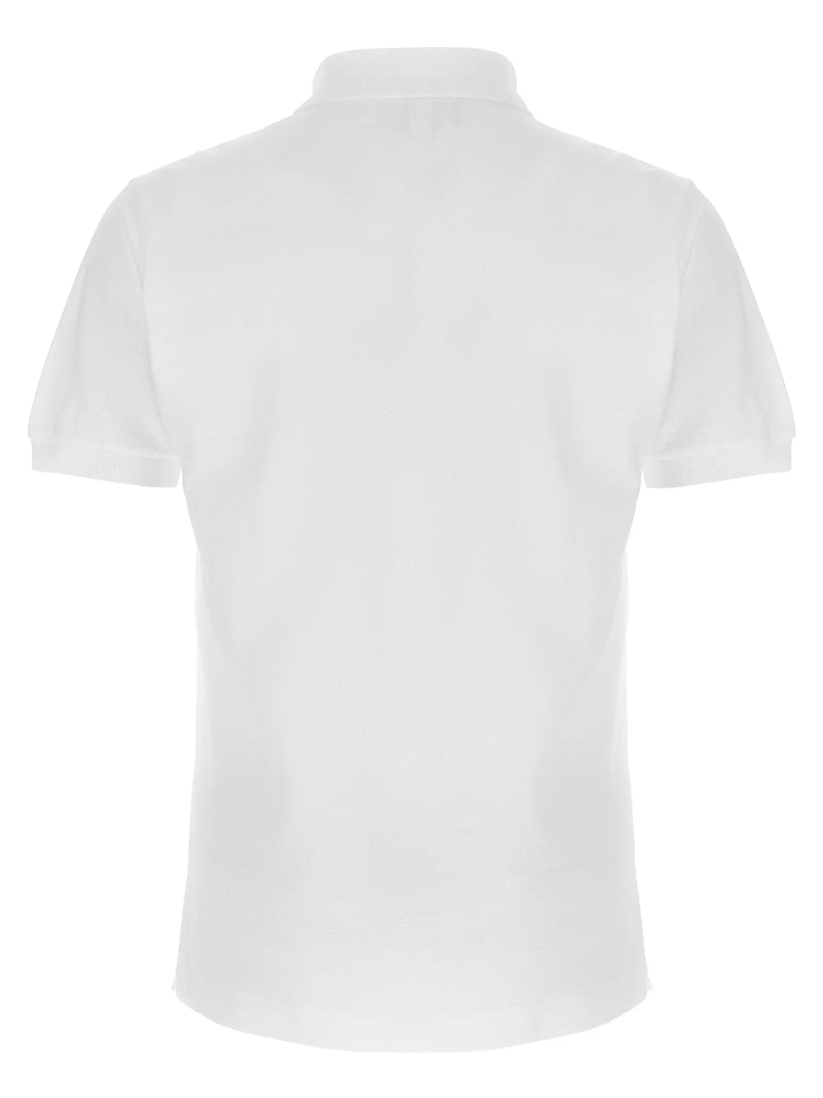 Polo lacoste blanc en coton avec col classique et manches courtes côtelées pour un style élégant