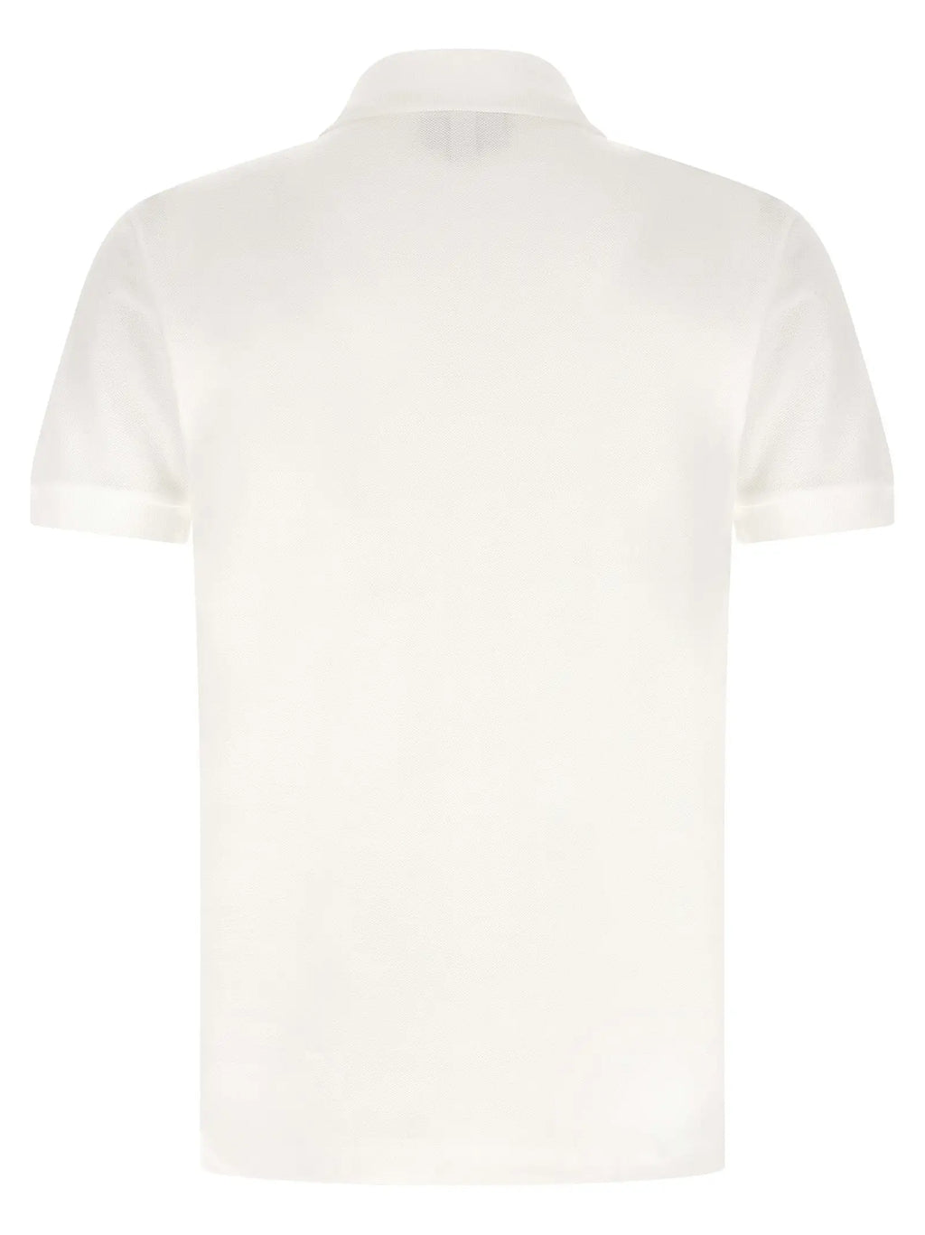 Polo lacoste blanc en coton à manches courtes avec col classique et poignets côtelés