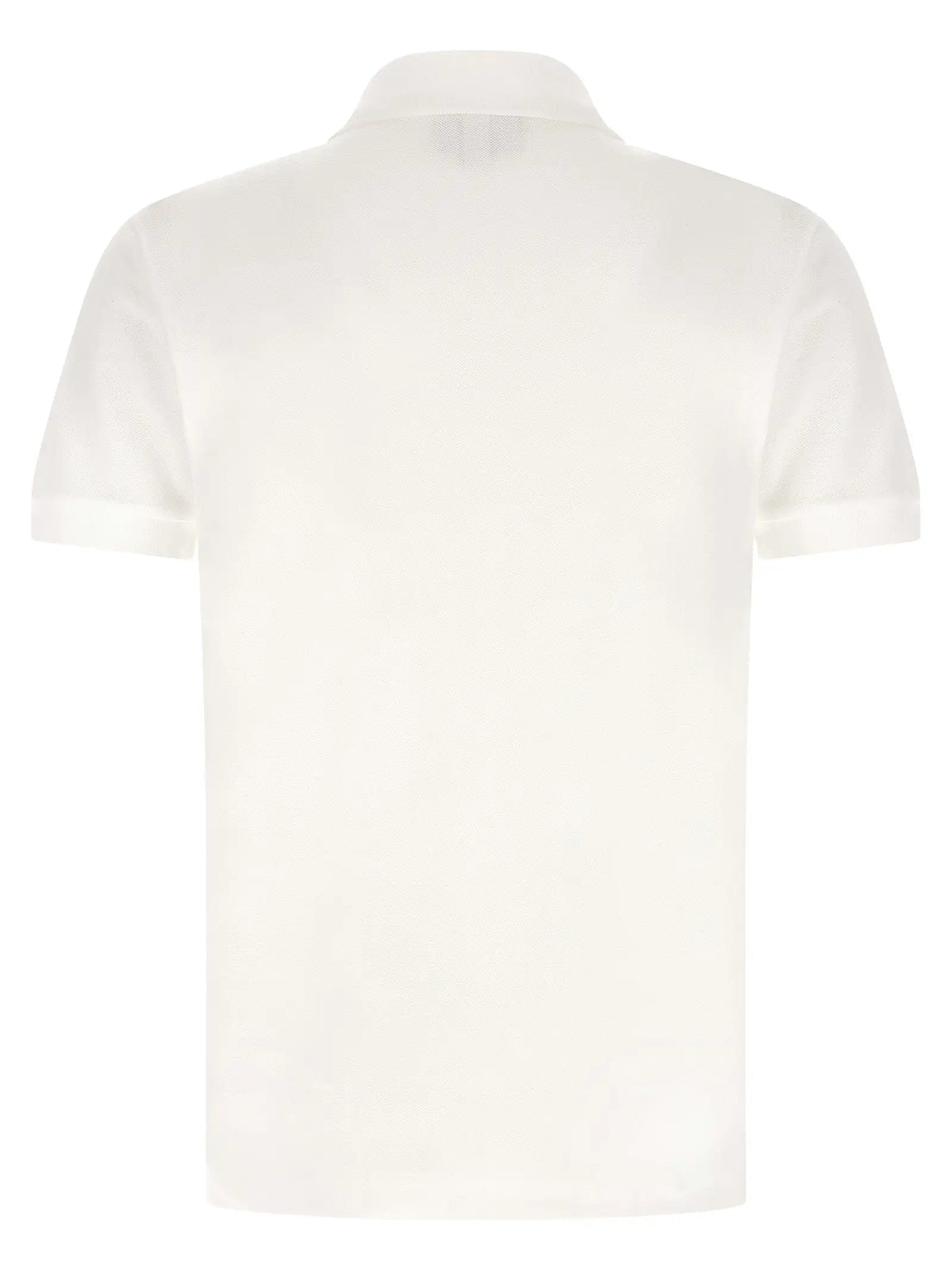 Polo lacoste blanc en coton à manches courtes avec col classique et poignets côtelés