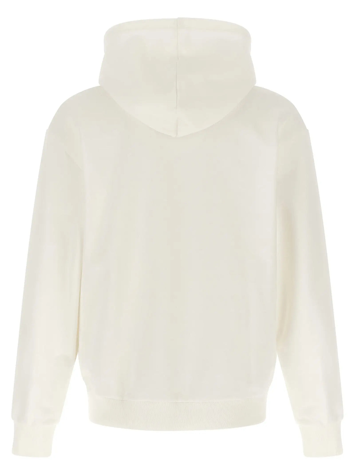Lacoste white cotton sweatshirt in cream color with soft fabric relaxed fit and ribbed cuffs