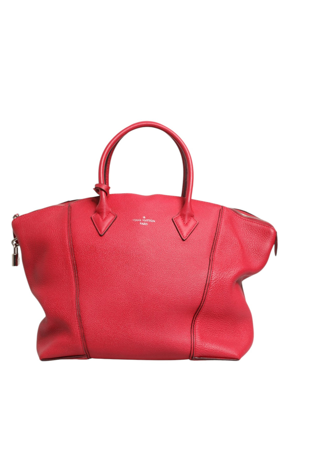Sac bandoulière Louis Vuitton Griotte en cuir Taurillon, Lockit MM souple, design élégant et luxueux, visible en détail dans l'image.