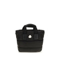 Sac fourre-tout matelassé noir moncler en nylon avec plaque logo argent et anses en tissu noir